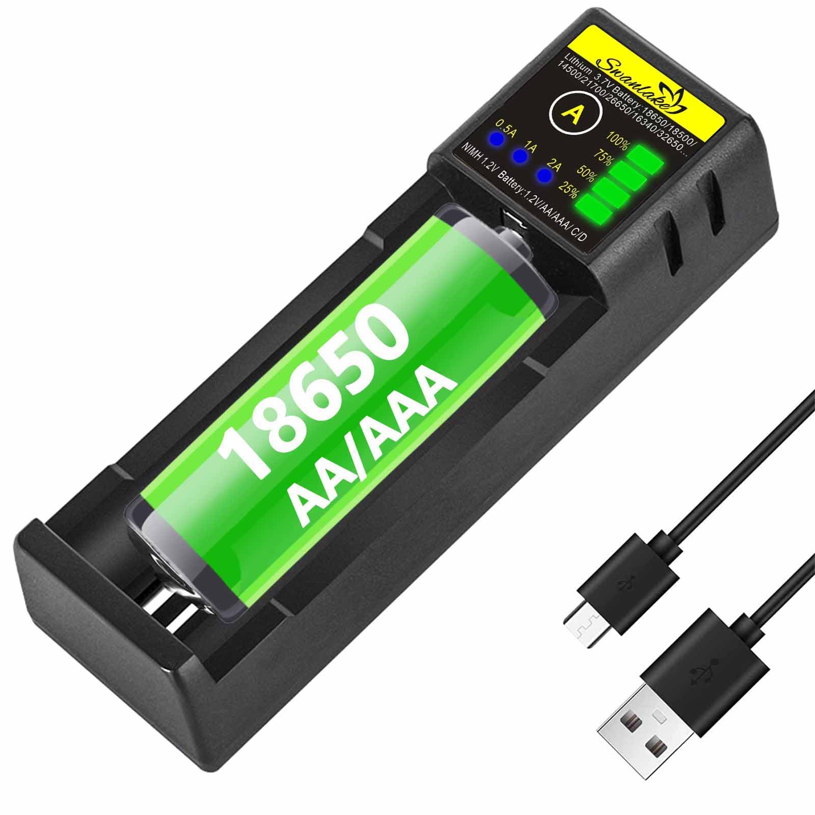 Swanlake 18650 Battery Charger Aa Battery Fast Charger For 3.7V Lithium Ion 18650 18500 14500 21700 17500 16340 26650 20700 Batt