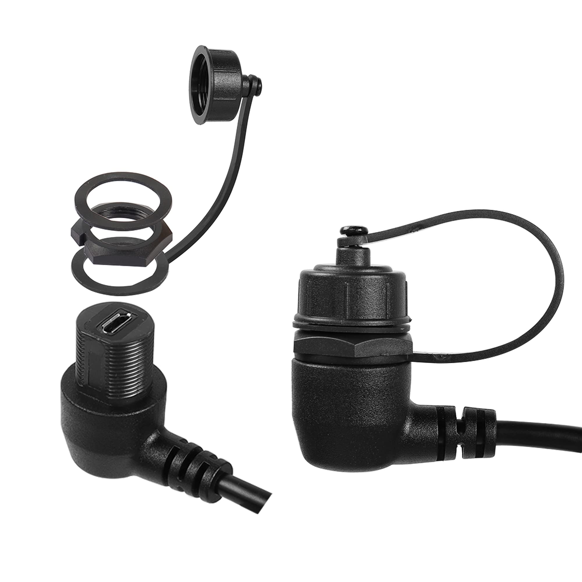 Qianrenon 90 Right Usb Panel Flush Mount Waterproof Extension Cable Micro Usb 5 Pin Angle Micro Male To Female Connector For Fix