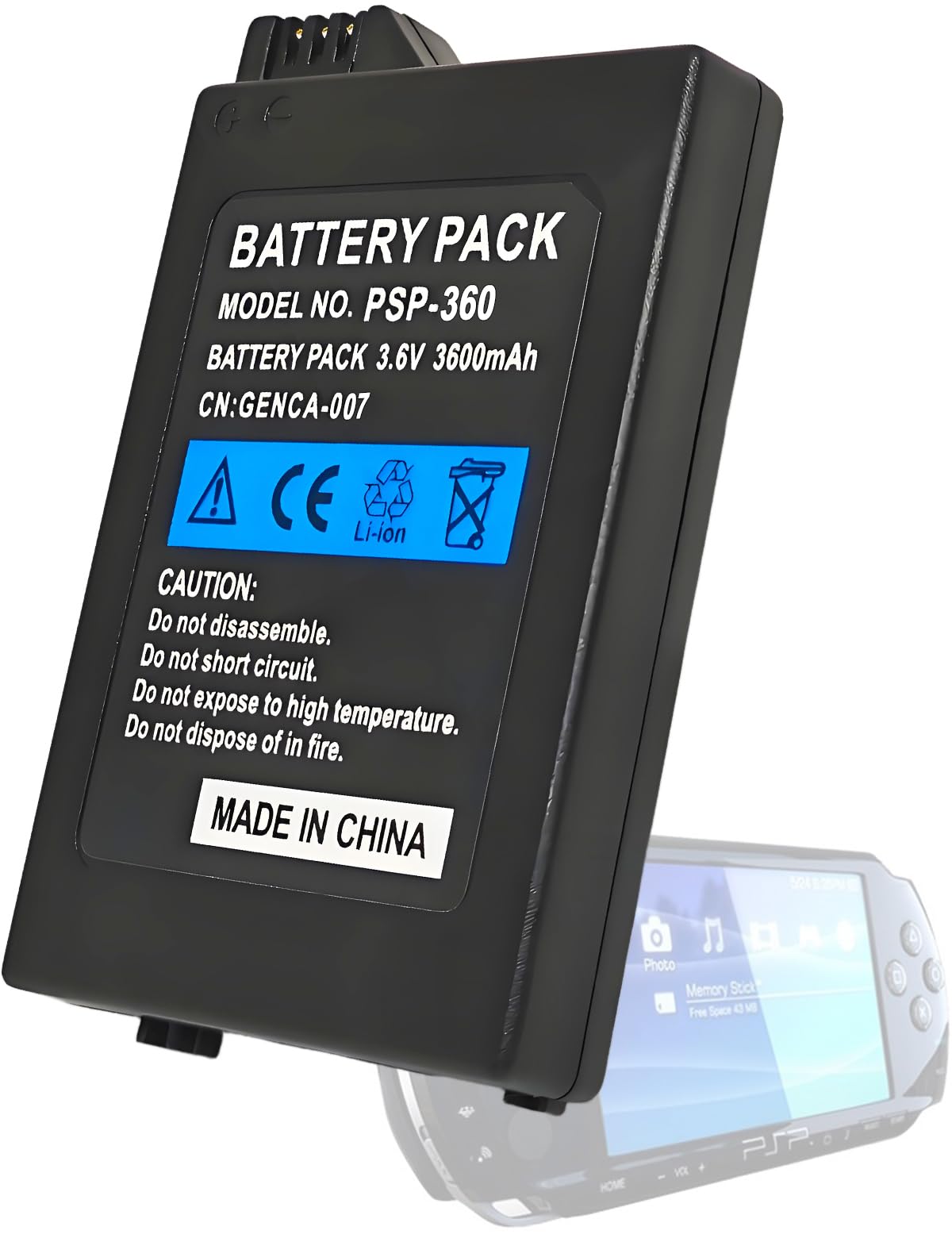 ROYEUEU for Sony PSP 1000 1001 Battery: 3.6V 3600mAh Battery Pack Model PSP-110 PSP-280 for Sony PSP1000 PSP1001 PSP Fat Game Co