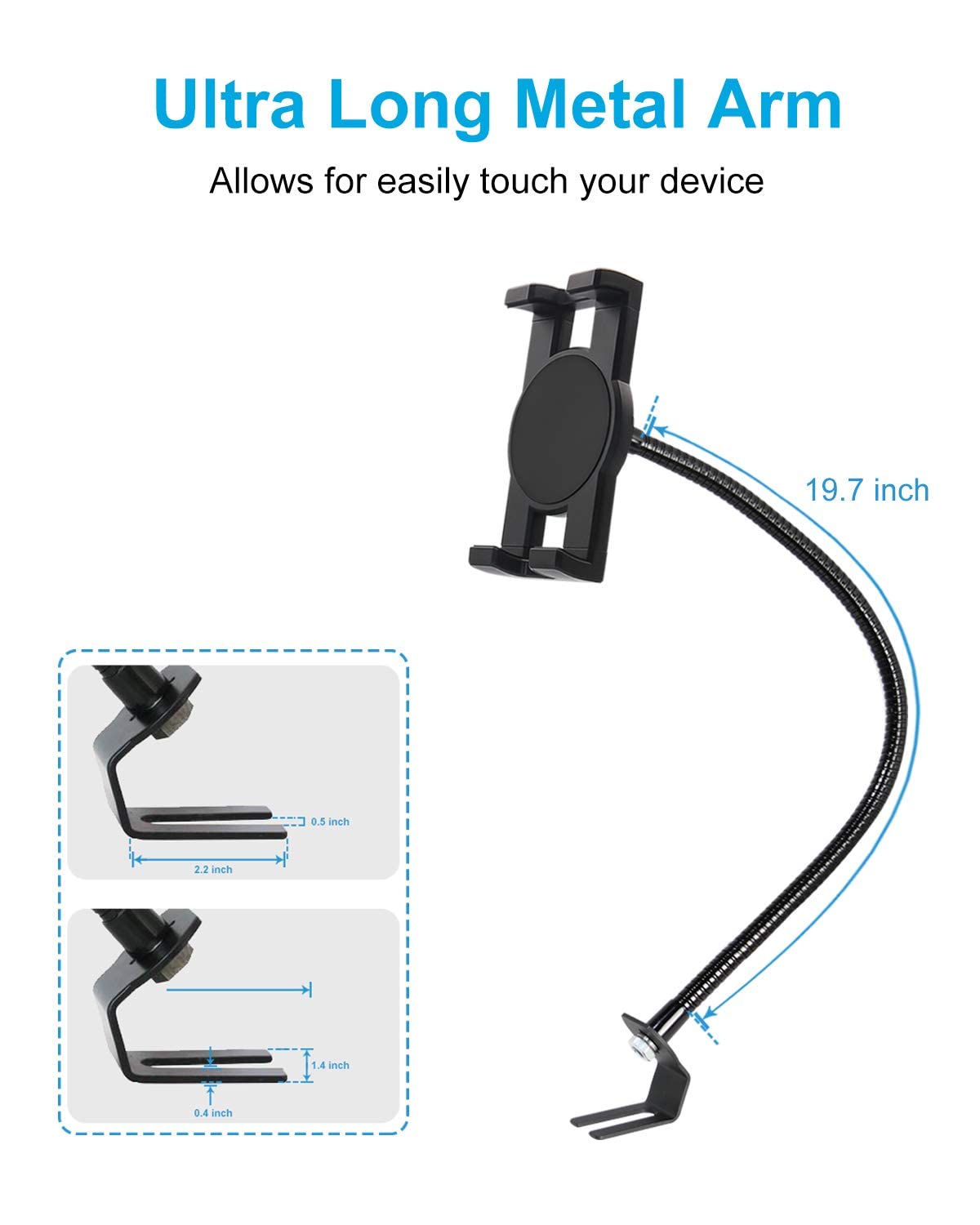 Woleyi Car Or Truck Seat Rail Tablet Mount, Heavy Duty Gooseneck Car Floor Tablet & Phone Holder For Ipad Pro 9.7, 11, 12.9/ Air