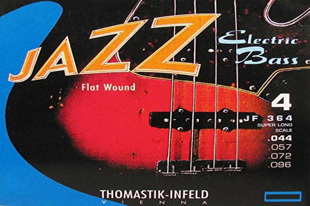 Thomastik Infeld Jf364 Bass Guitar Strings: Jazz Flat Wounds 4 String Super Long Scale Set; P. Nickel Flats G, D, A, E Set
