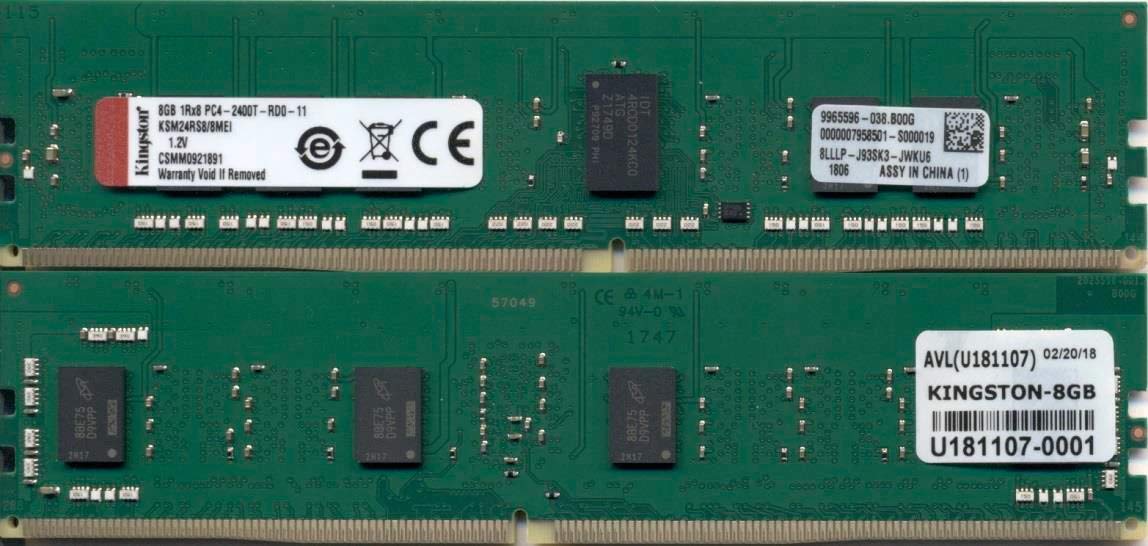 Kingston KSM24RS8/8MEI Server Premier - DDR4-8 GB - DIMM 288-pin - 2400 MHz/PC4-19200 - CL17-1.2 V - Registered - ECC