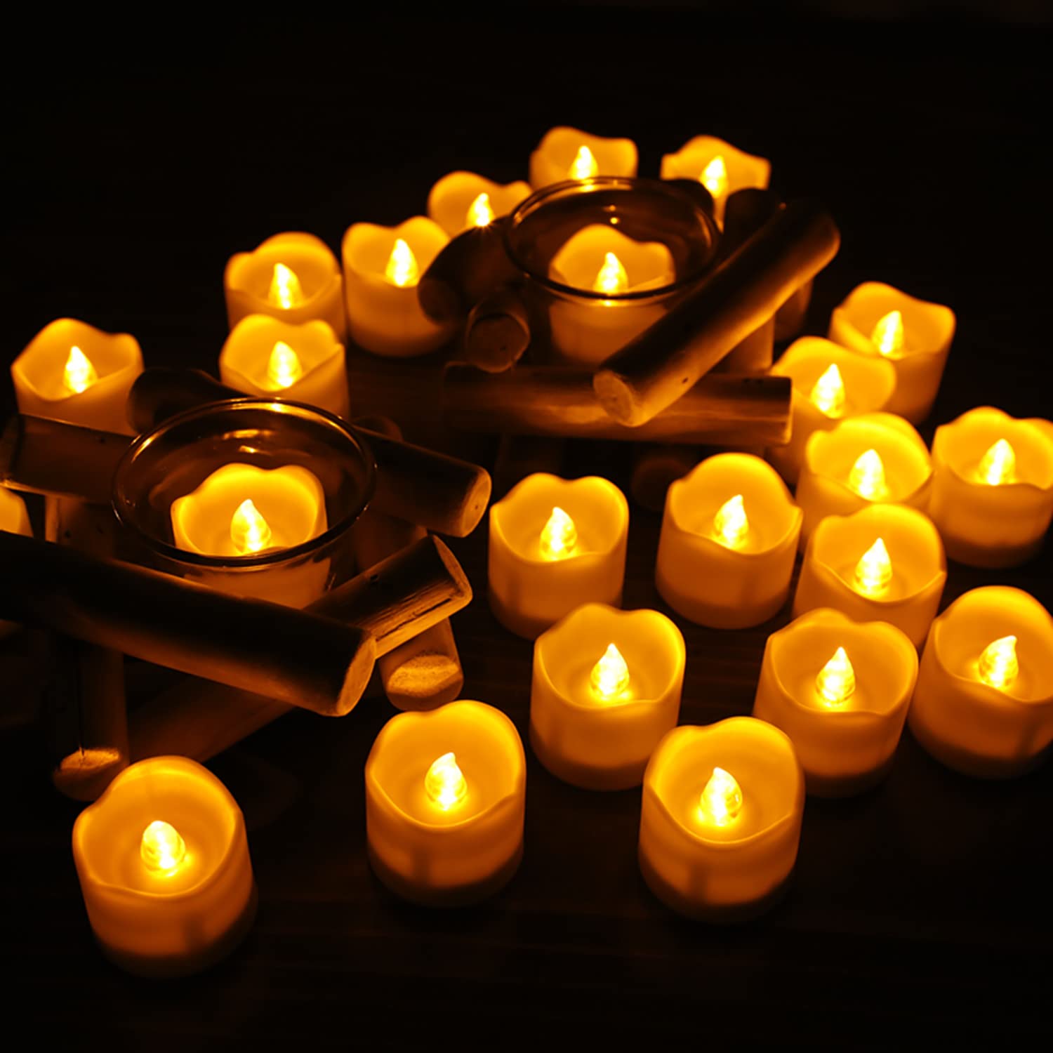 Wilrigir Flameless Votive Candles With Remote Control,Cr2450 Battery Operated Tea Light With Timer,Warm Yellow Led Candles For C