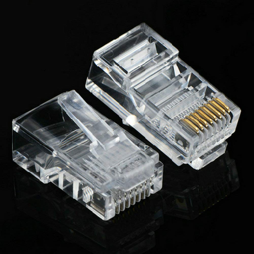 Fjiangyi 1000 Pcs Cat5 Rj 45 Ends, Cat5 Connector, Rj45 Connector, Ethernet Cable Crimp Connectors Utp Network Plug For Solid Wi