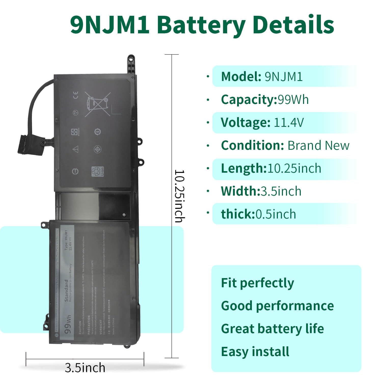 Dmkaollk 99Wh 9Njm1 Battery Replacement For Dell Alienware 17 R4 R5 15 R3 R4 Alienware 15 2018 Alw17C D1758 P31E P31E001 P31E002