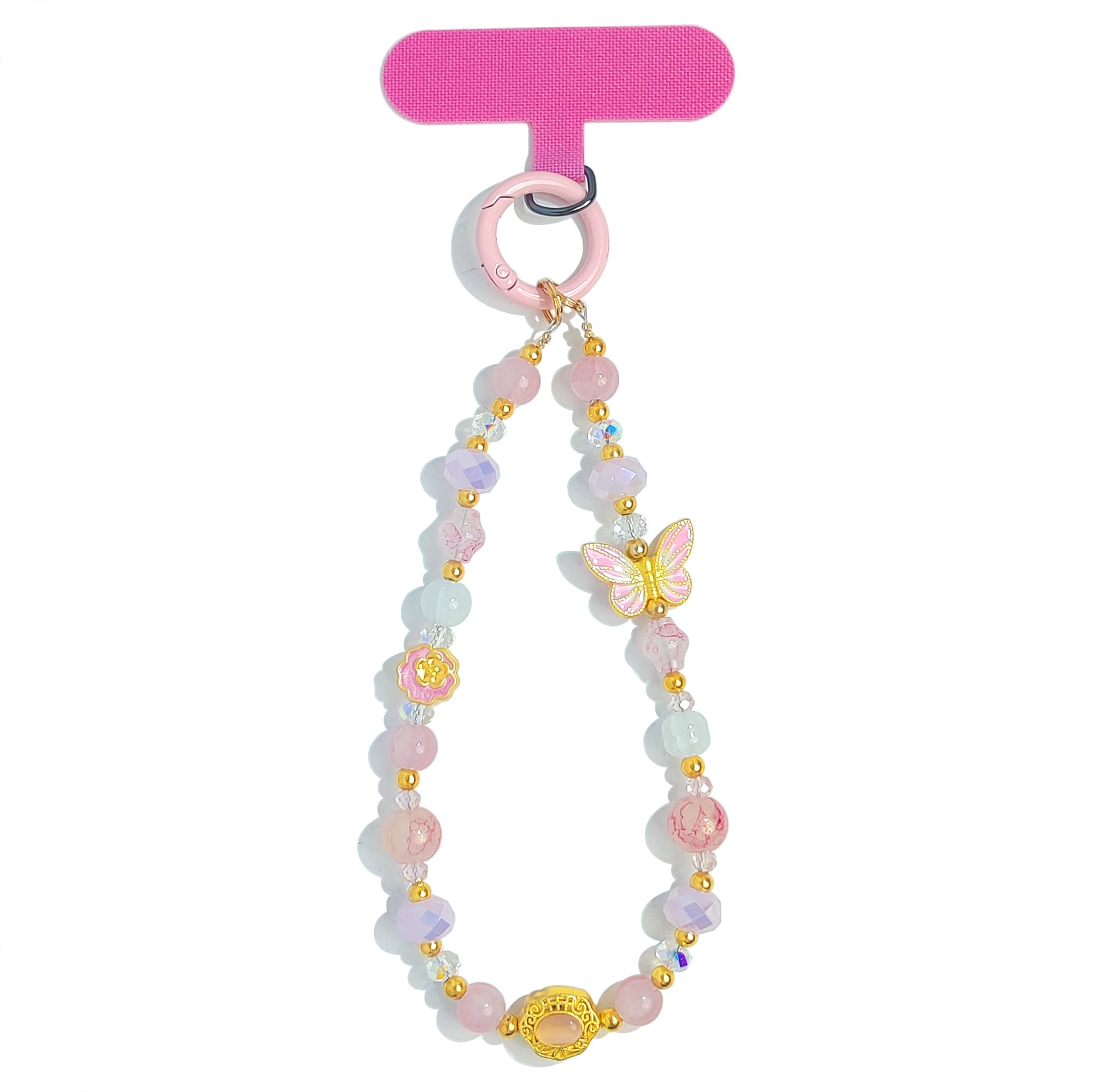 cioatu Cute Phone Wrist Strap Chic Beaded Cellphone Lanyard with Tether Tab Phone Charm Grip Strap for PhoneBag Purses Keys (Pin
