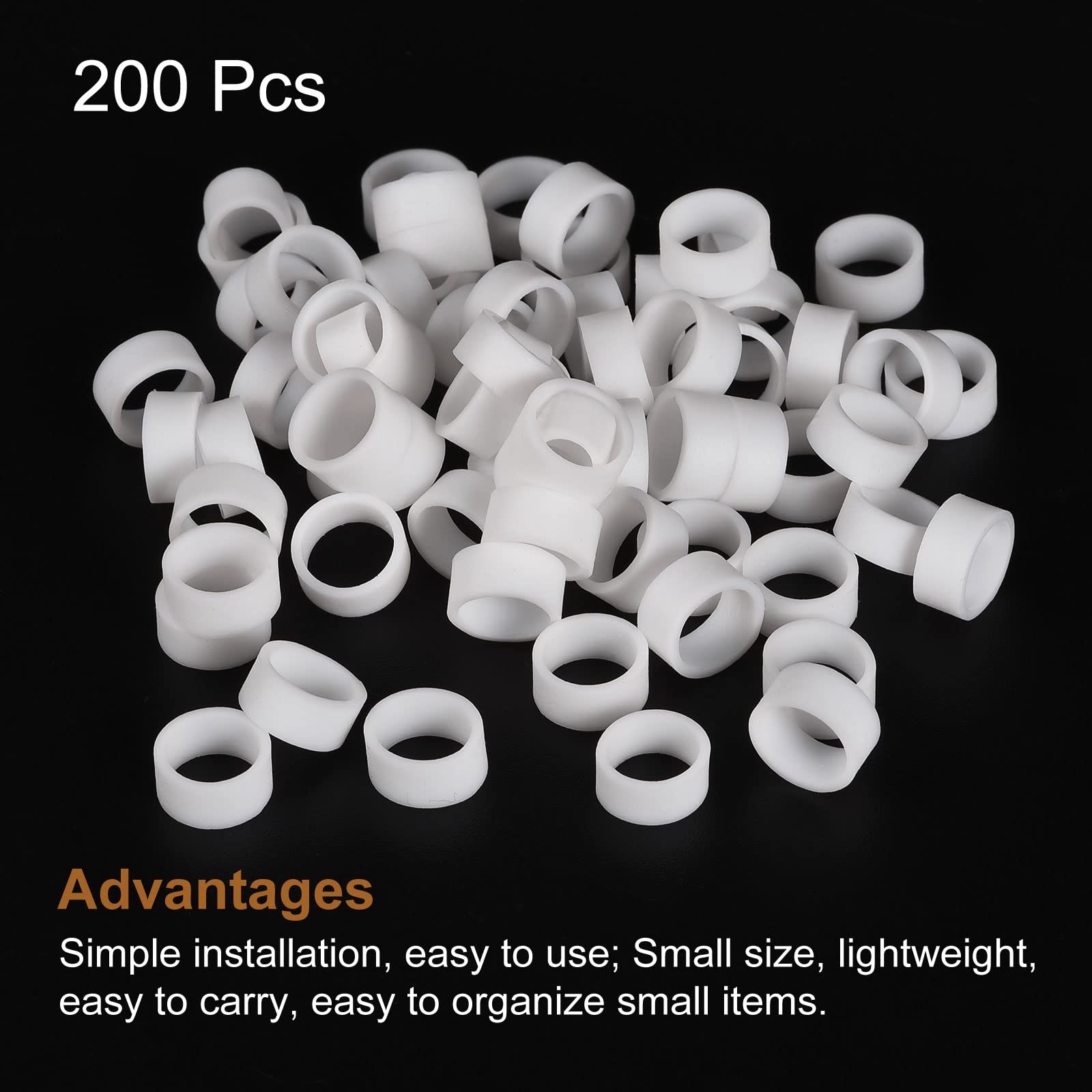 Meccanixity Silicone Rubber Bands Rings 200Pcs Non Slip 10Mm Dia 1Mm Thick 5Mm Width For Wire Cord Cable Wrapping, Bundle