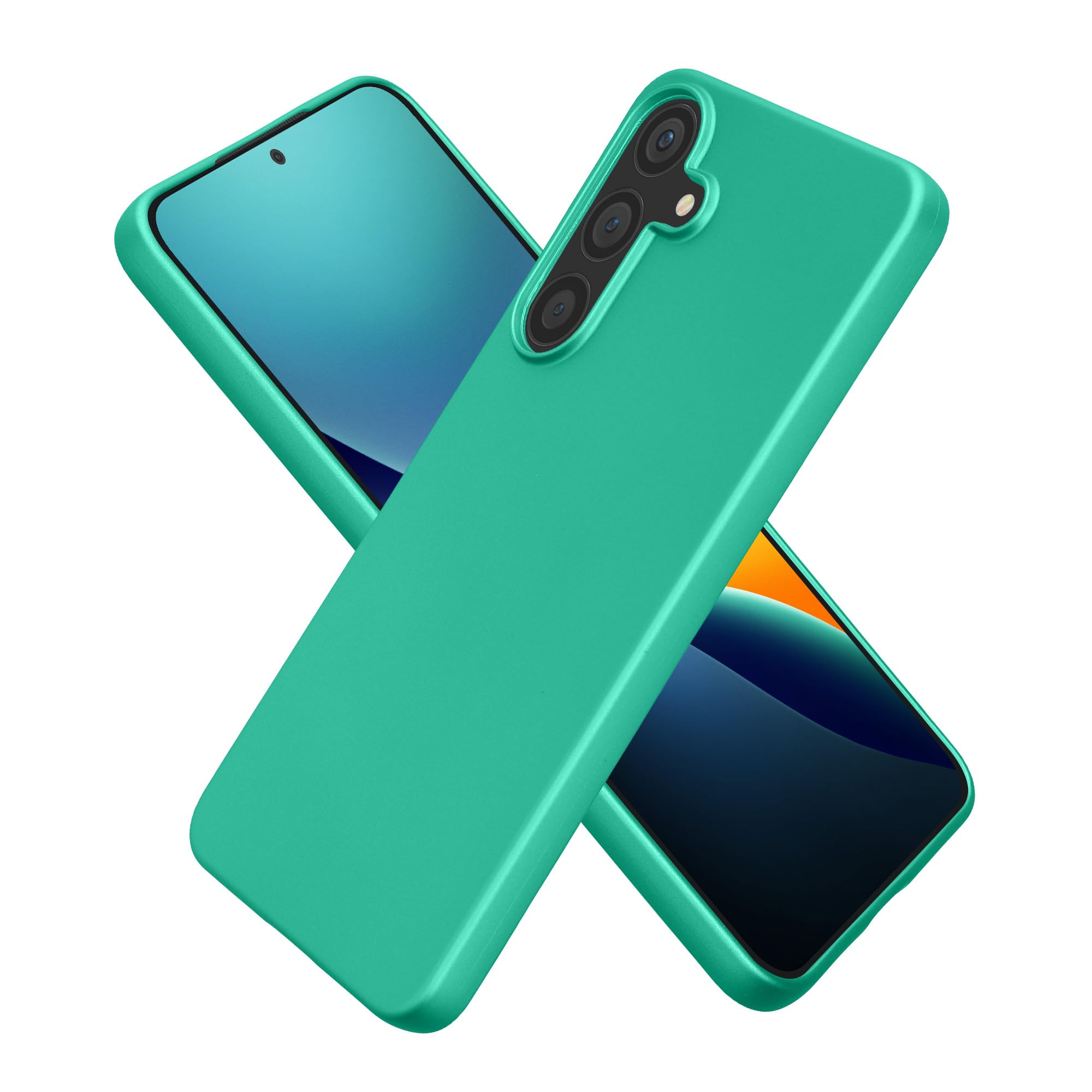 kwmobile Case Compatible with Samsung Galaxy S25 FE Case - Soft Slim Metallic TPU Silicone Cover - Dark Metallic Green