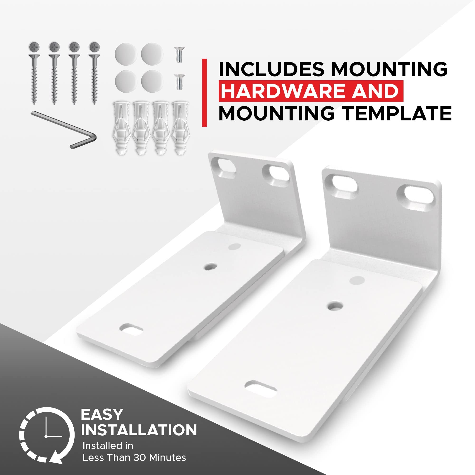 Soundbar 300/500/550/600/700/900/Ultra, Tv Speaker & Soundtouch 300 White Adjustable Wall Mount Kit, White, For Bose Sound Bar S