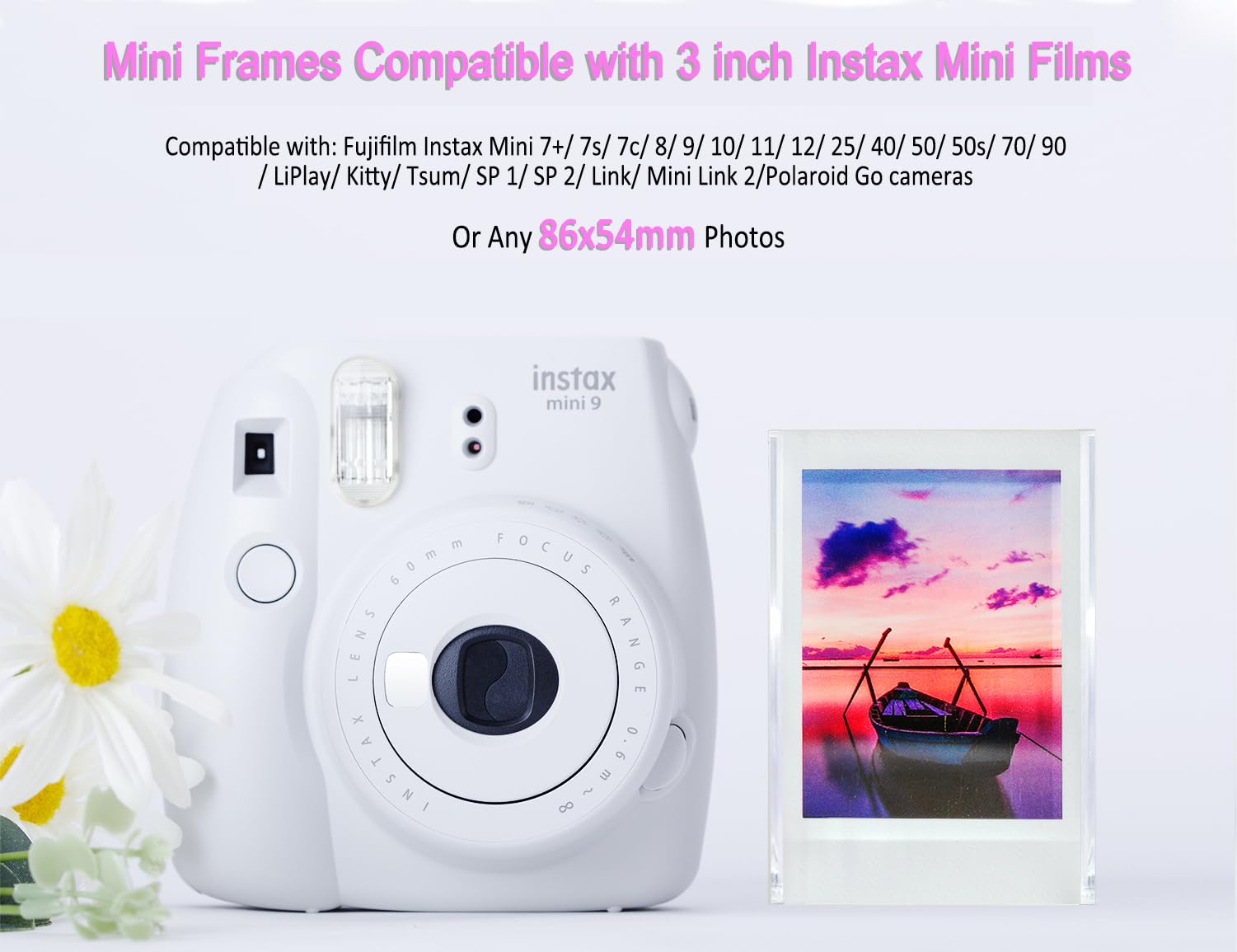 Winkine Polaroid Photo Frames, Instax Mini Film Frame, 2X3 Mini Instant Photo Frames For Fujifilm & Polaroid Go Film, Acrylic Pi