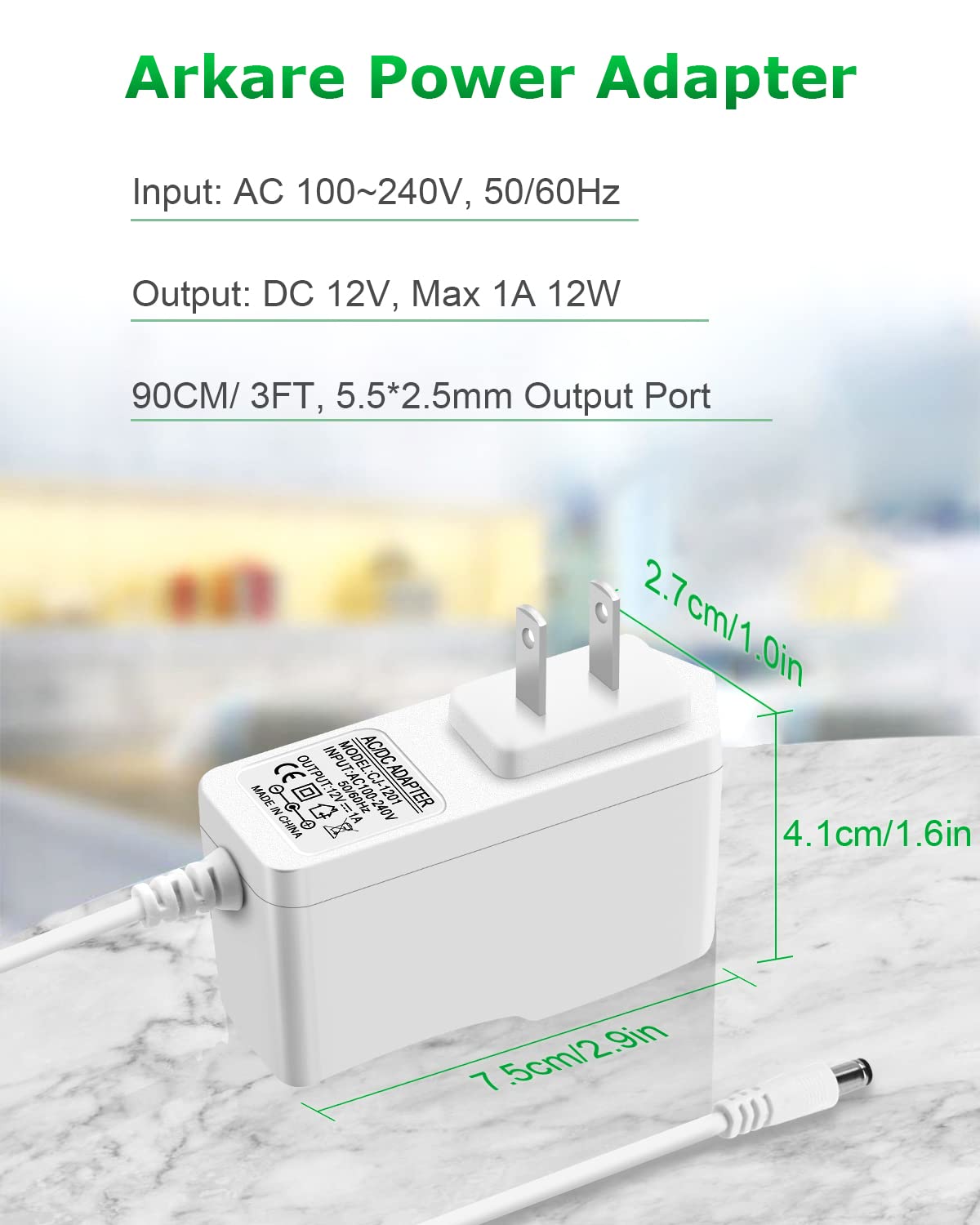 Arkare 12V 1A Power Supply Adapter 12V 1A 0.8A 0.5A Ac Adapter Charger Replacement Power Cord Wall Charger Ac 100V 240V To Dc 12