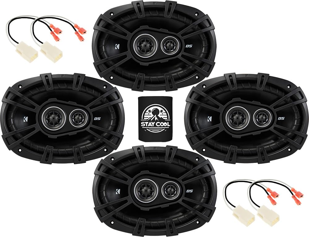 KICKER Speakers 6x9 inch for Jeep Renegade 2015-2020 Upgrade Kit - 4 Pack of DS Series with Harness, Car Audio Front and Rear Do
