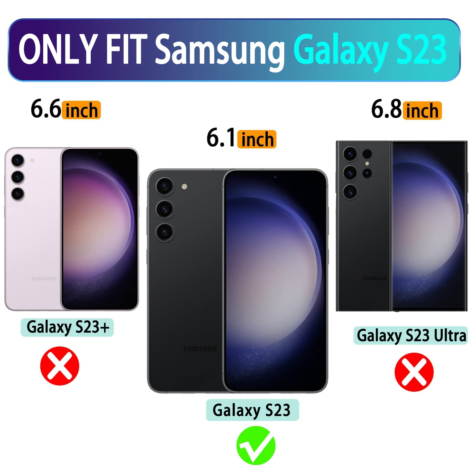 Vanavagy Wallet Case Compatible For Galaxy S23,Rfid Block Leather Flip Folio Phone Case Fits Magnetic Car Mount With Credit Card