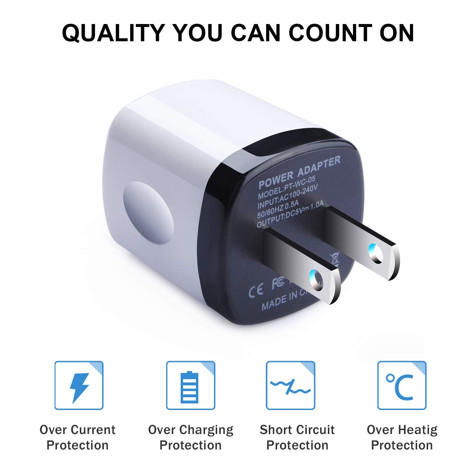 Usb Charger Plug,Fast Charging Block,1A Usb Cube 10Pack Wall Outlet Adapter Compatible Iphone 14/13 Pro Max/12/11/X/Se/8, Samsun