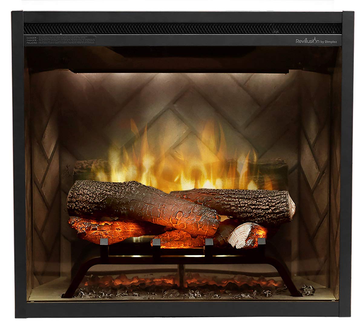 Dimplex Revillusion� 24 Inch Built In Electric Firebox   Herringbone Brick Background   Includes Realistic Faux Logset, Front Glass Panel, Firebox, And Plug Kit