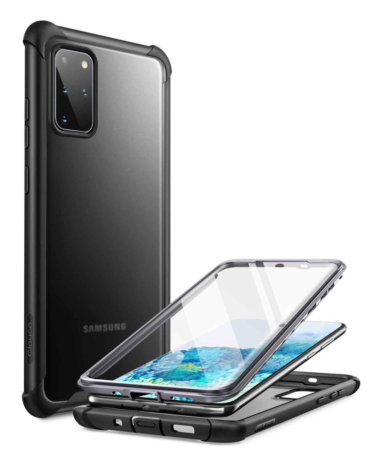 Clayco Forza Series Case For Samsung Galaxy S20 Plus, Built-In Screen Protector Compatible With Fingerprint Id, Full-Body Rugged