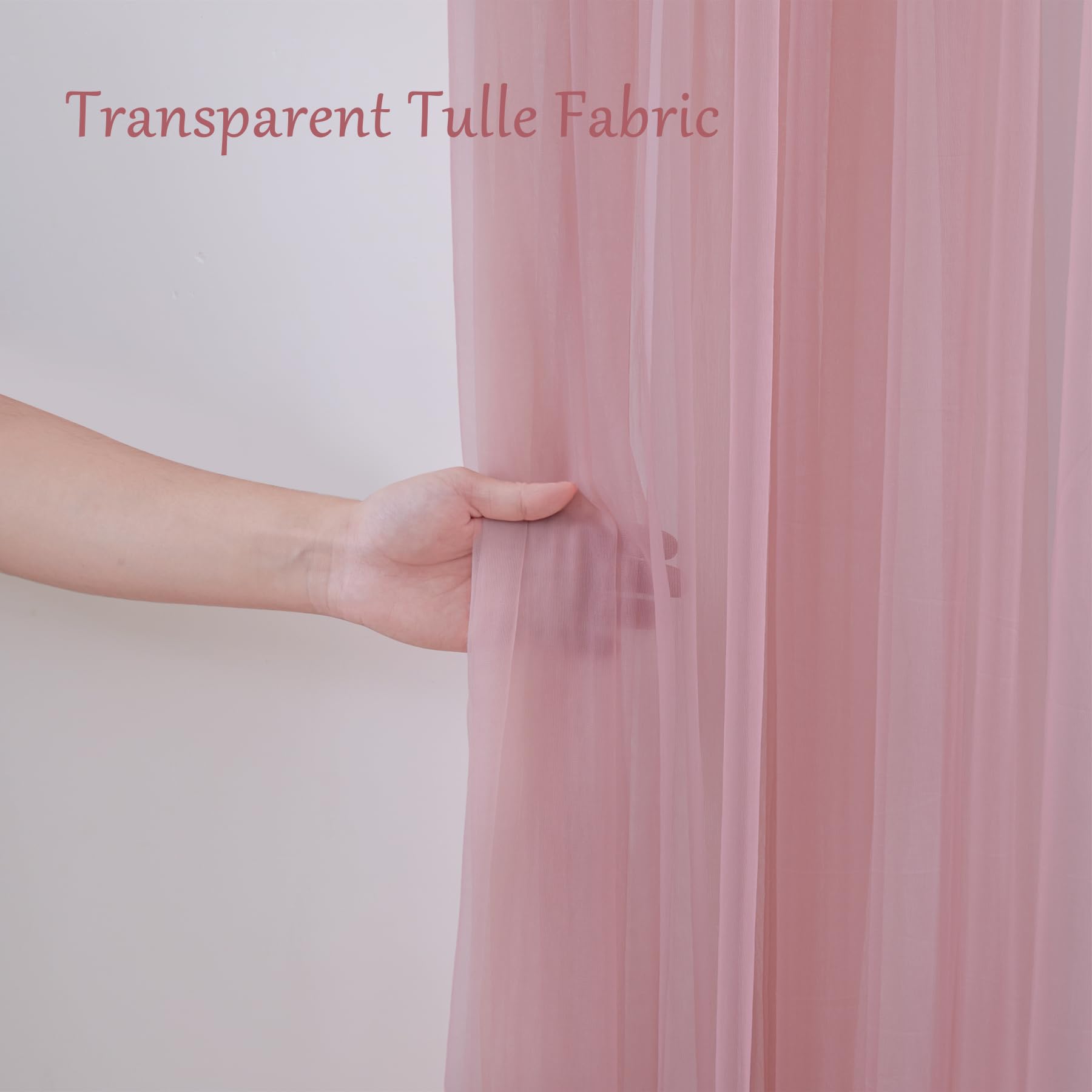 10X10 Dusty Rose Tulle Backdrop Curtains For Parties, Sheer Backdrop Curtain Wedding Photo Backdrop Drapes For Baby Shower Photo