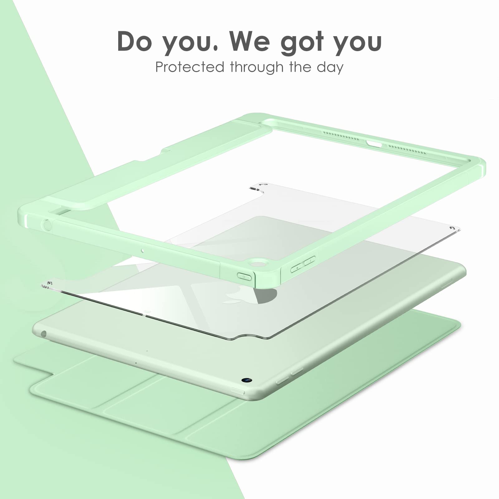 Dttocase Case For Ipad 9Th / 8Th / 7Th Generation 10.2 Inch (2021/2020/2019 Released), Clear Back, Tpu Shockproof Frame Cover[Bu