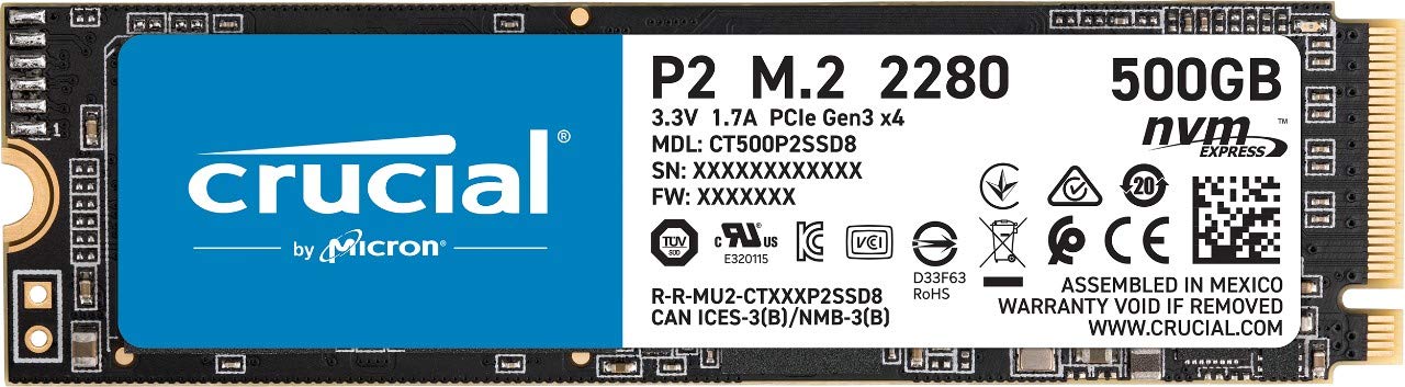 Crucial P2 500Gb 3D Nand Nvme Pcie M.2 Ssd Up To 2400Mb/S   Ct500P2Ssd8
