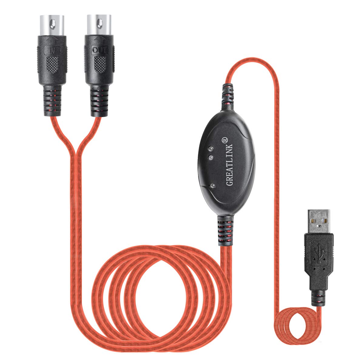 Greatlink Usb In Out Midi Interface Professional Piano Keyboard To Pc/Laptop/Mac Converter/Adapter Midi Cable For Home Music Stu