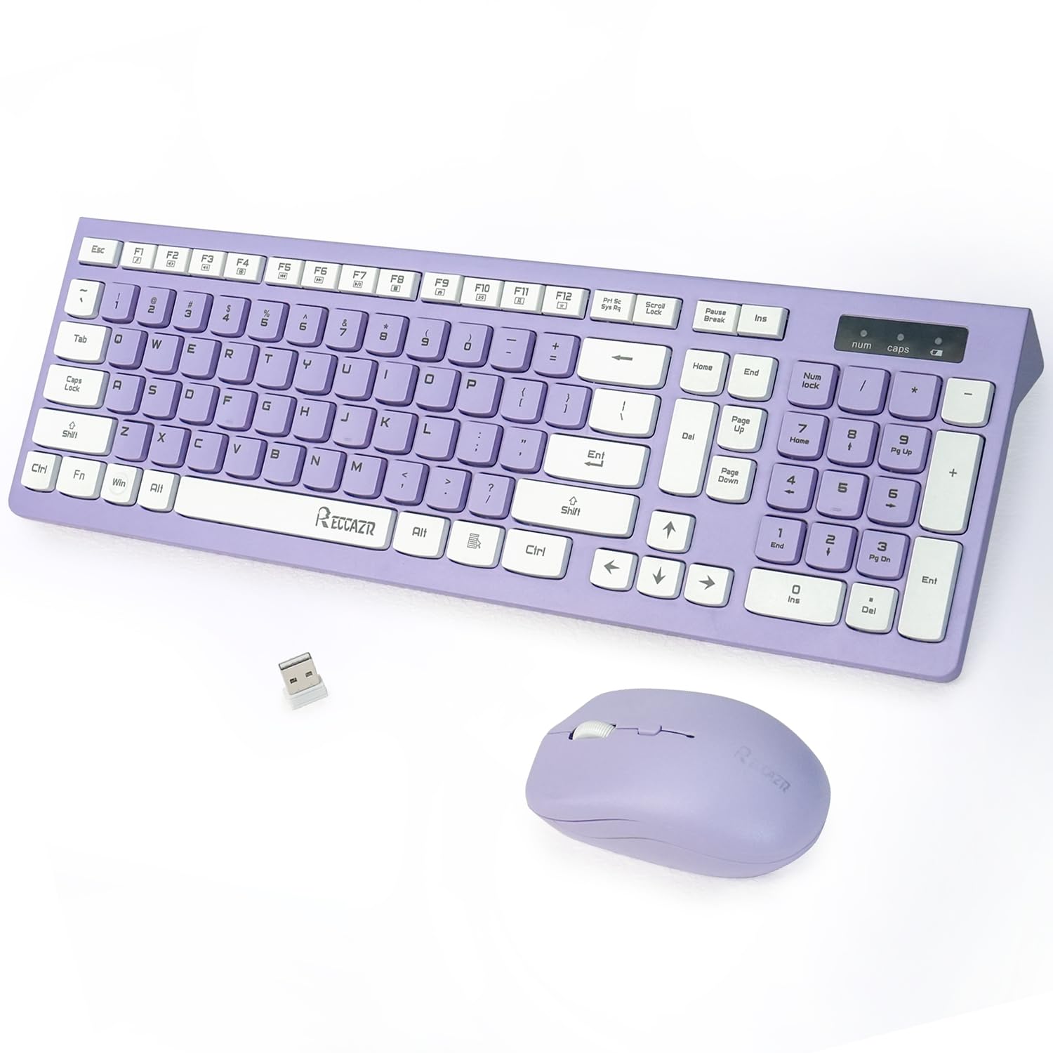 Reccazr Wireless Keyboard And Mouse Combo, Fullsized Wireless Keyboard And Adjustable Dpi Mouse, 2.4Ghz Usb Receiver, Wireless 