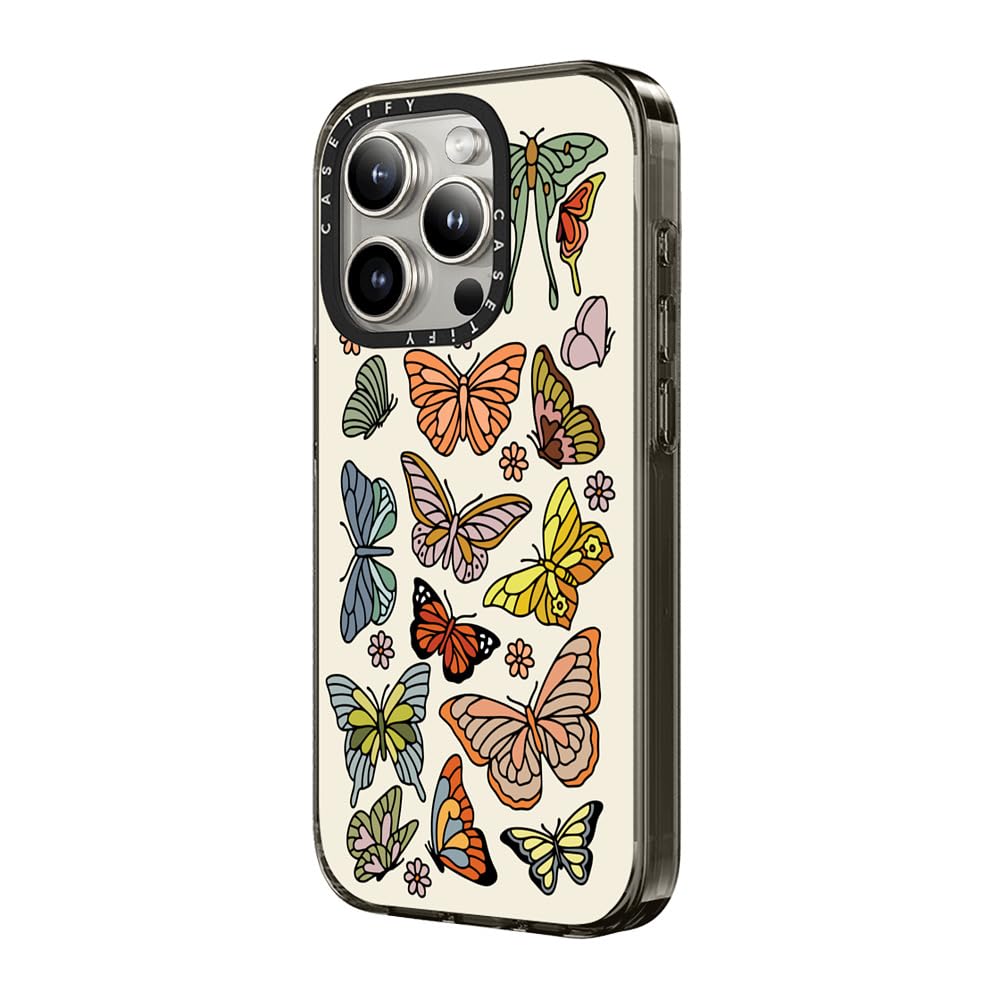 Casetify Compact Case For Iphone 15 Pro Max [2X Military Grade Drop Tested / 4Ft Drop Protection]   Butterfly Study   Clear Blac