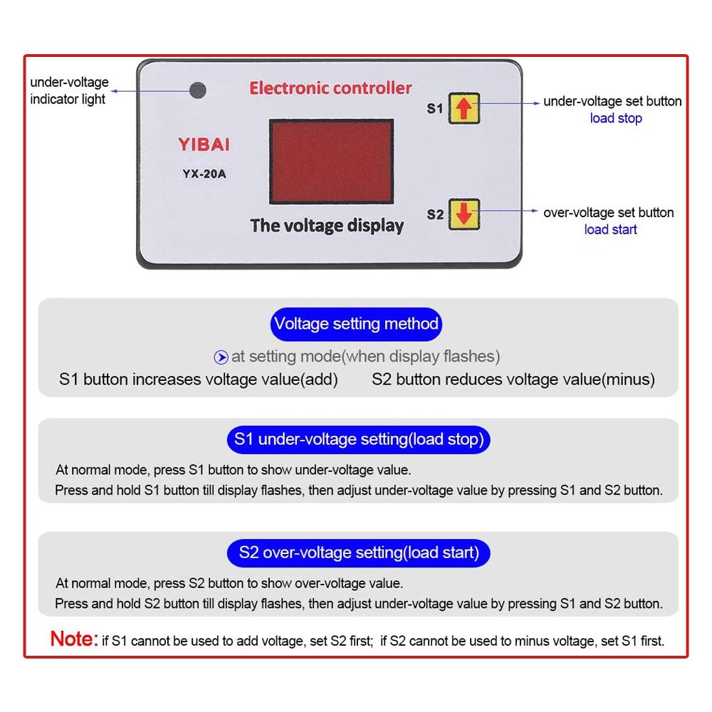 Wsdmavis 1 Pcs Battery Low Voltage Controller Protection Panel 12V 48V Universal Undervoltage Cut Off Automatic Switch Recovery