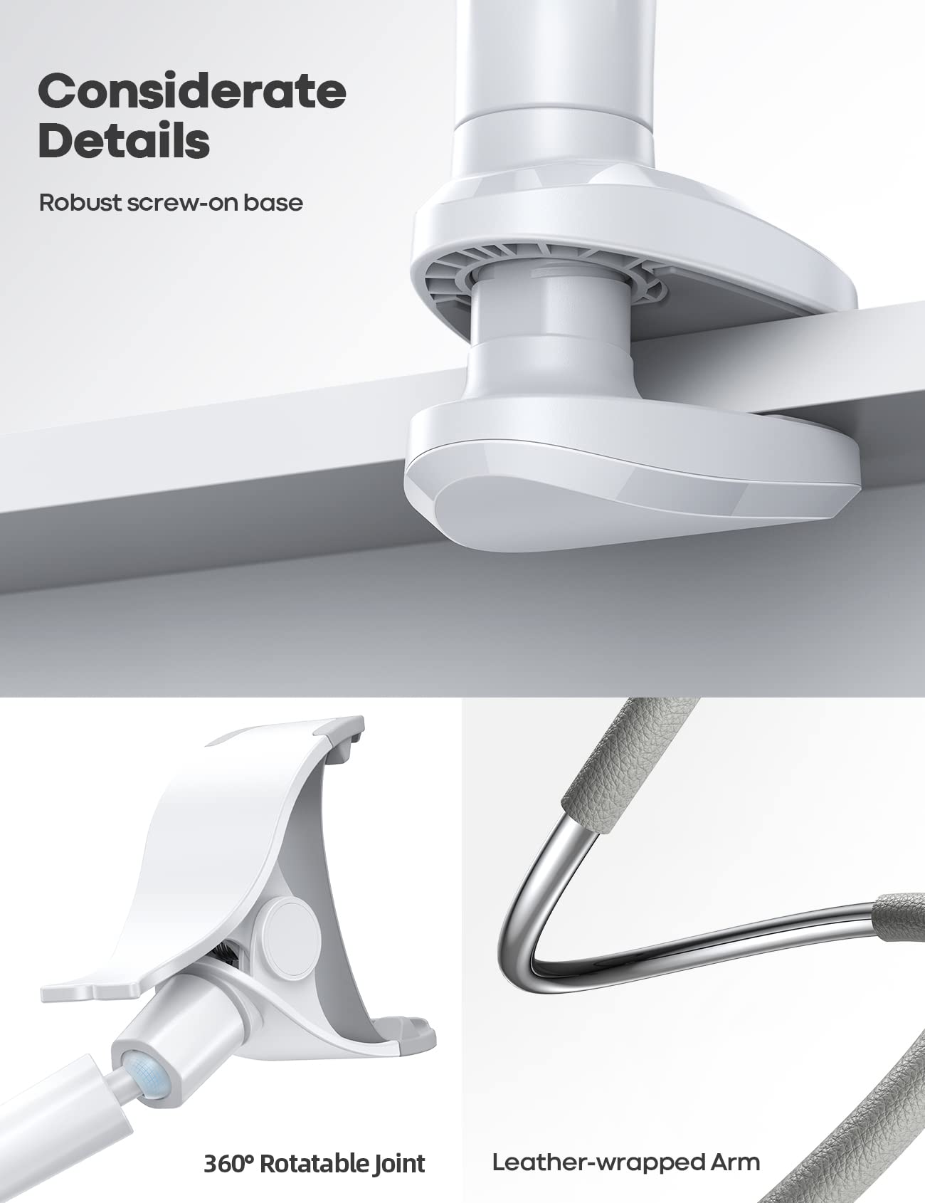 Lamicall Phone Holder Bed Gooseneck Mount, Cell Phone Clamp Clip For Desk, Flexible Long Arm Headboard Bedside Lazy Bracket, Ove