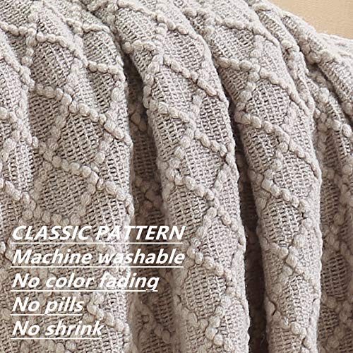 Crevent Farmhouse Knit Throw Blanket For Couch Sofa Chair Bed Home Decoration, Soft Warm Cozy Light Weight For Spring Summer (50