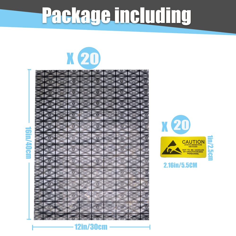 Daarcin Open Top Antistatic Bag,20Pcs 12X16In/30X40Cm Large Esd Anti Static Bags For Motherboard Video Card Lcd Screen With Anti