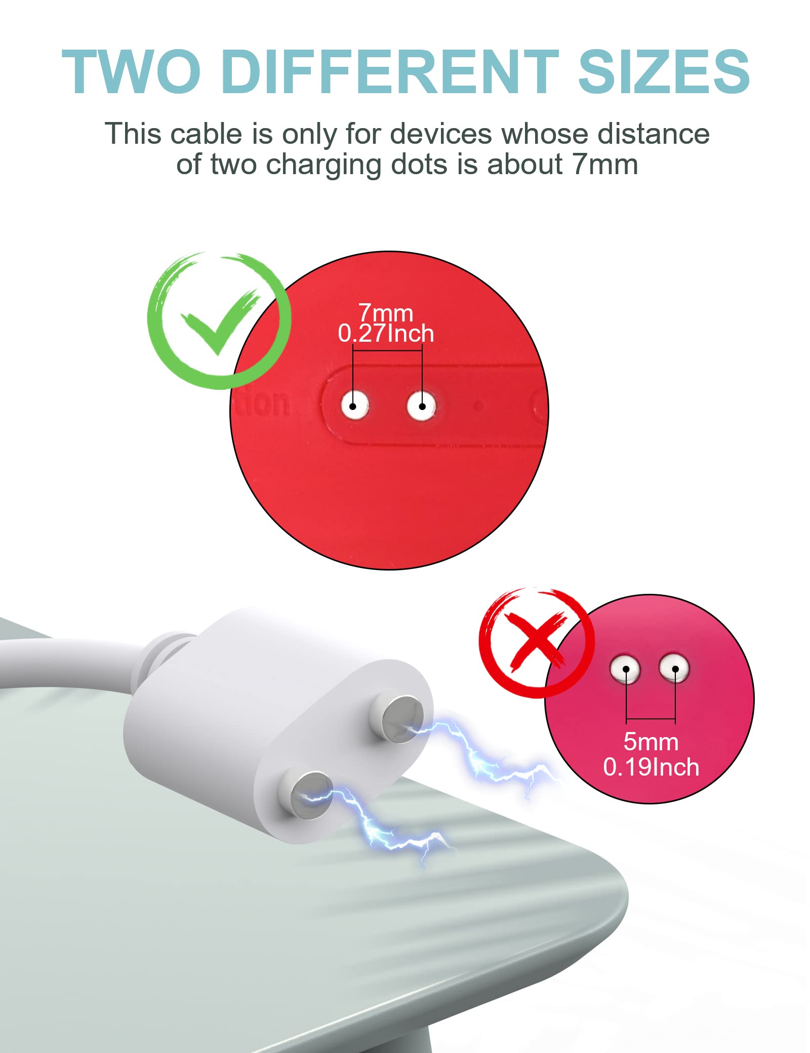 Bicmice 2.6Ft Magnetic Usb Dc Charger Cable Replacement Charging Cord (7Mm/0.27In)