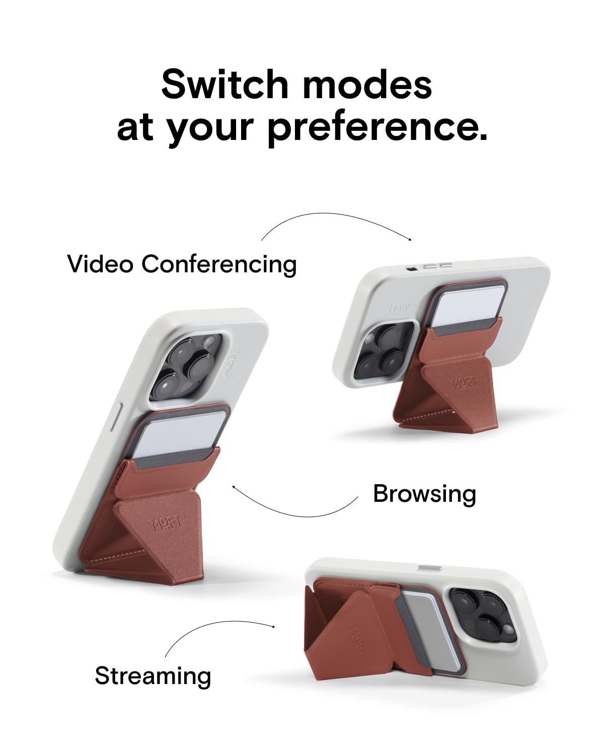 Moft Magsafe Wallet Stand Compatible With Iphone 16/15/14/13/12 Series, Angle Adjustment & Movas Phone Stand (Sienna Brown)