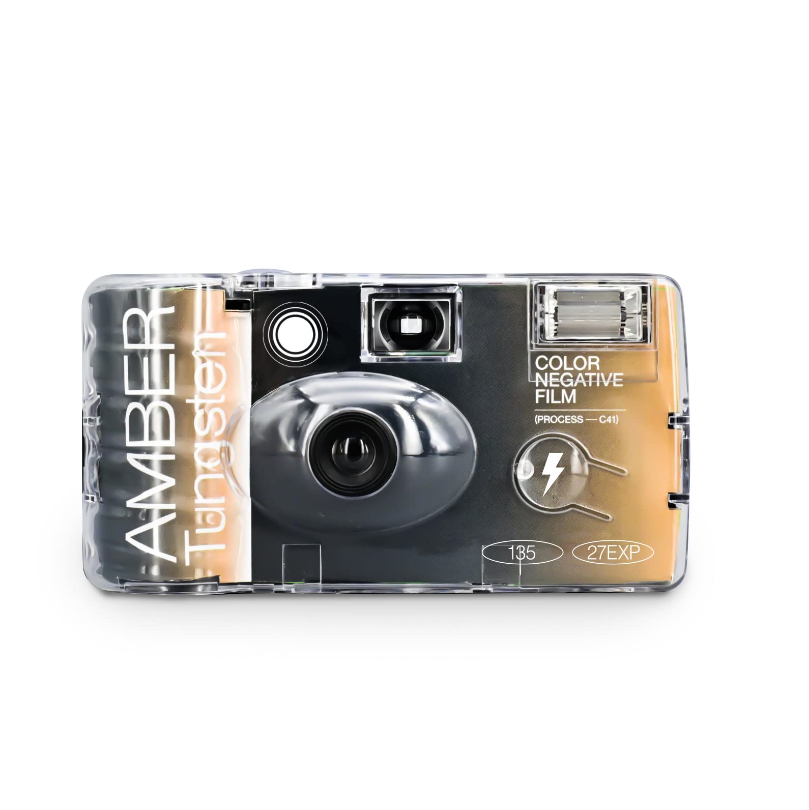 Reto Amber Tungsten 35Mm Disposable Film Camera 27Exp, Color Negative Film, Focus Free, Easy To Use, Built In Flash, Single Use