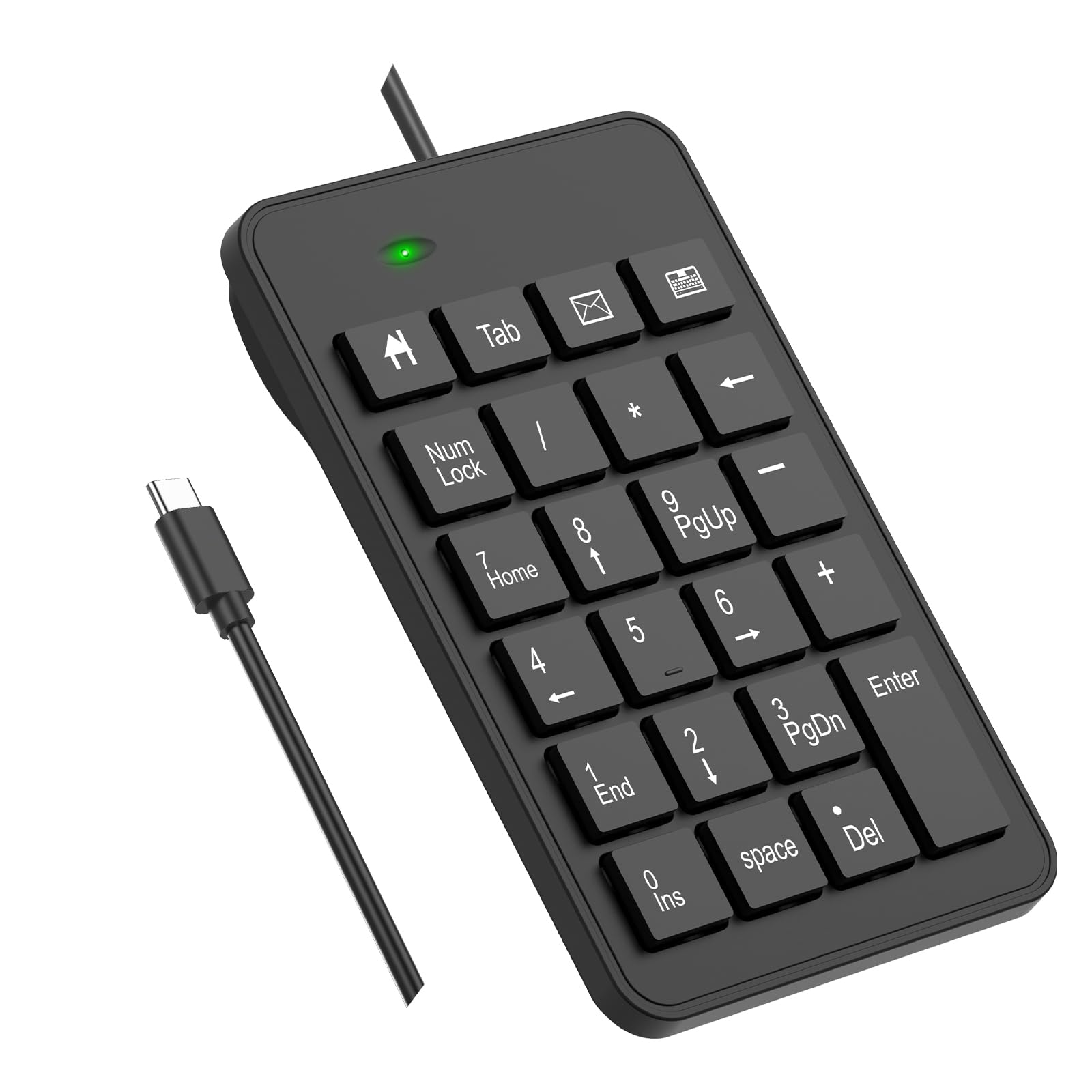 Loonasa Wireless Usb & Typec Number Pad, Enhanced Efficiency 23 Keys Numeric Keypad Upgraded Version Of 10 Key Usb Keyboard Fina