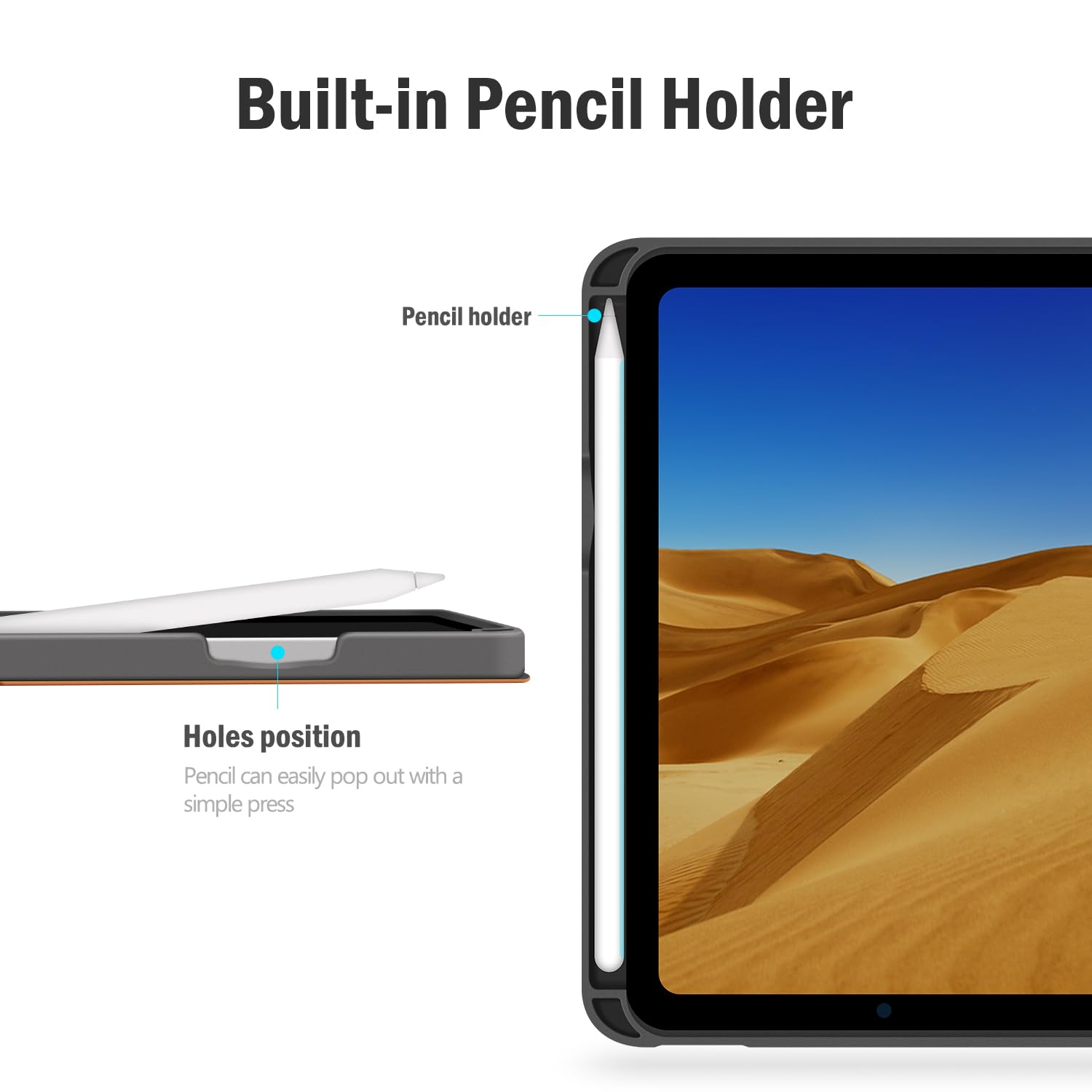 Auaua Case For Ipad Mini 7 (A17 Pro, 2024) / Ipad Mini 6 Case (2021) 8.3 Inch With Pencil Holder, Multiple Viewing Angles, Magne