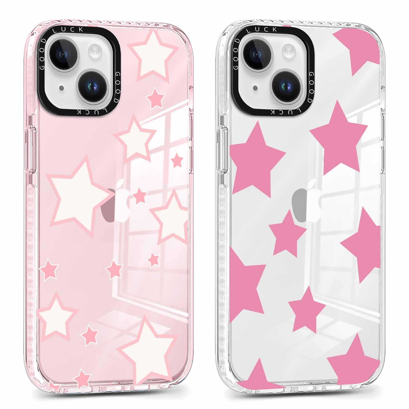 Rumdey 2 Pack Cute Star Girls Woman Phone Case Aesthetic For Iphone 13 Mini 5.4 Inches, Silicone Soft Shockproof Tpu 2 Pcs Bumpe