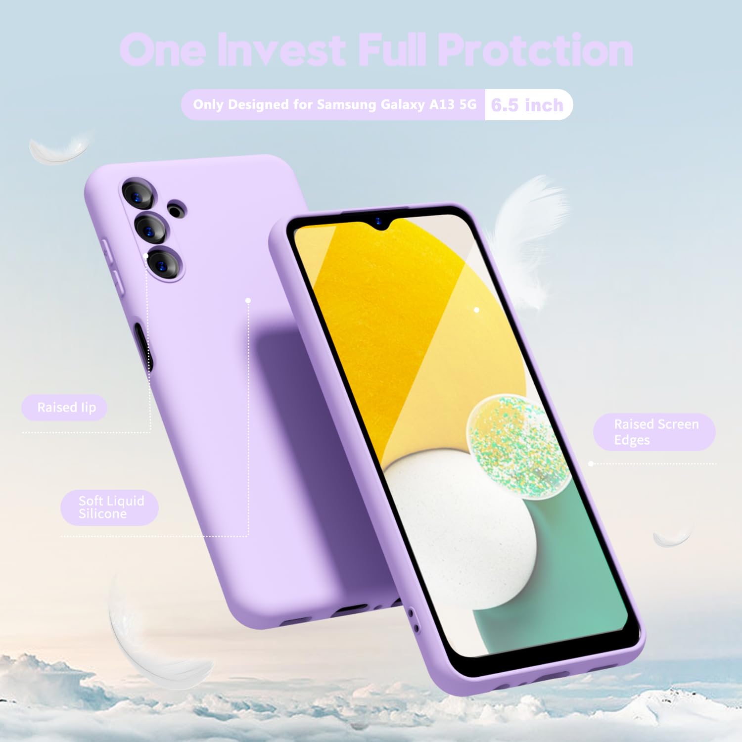 Oakxco For Samsung Galaxy A13 5G Phone Case/A04S Phone Case Liquid Silicone, Soft Rubber Tpu Plain Smooth Gel Cover For Women Gi