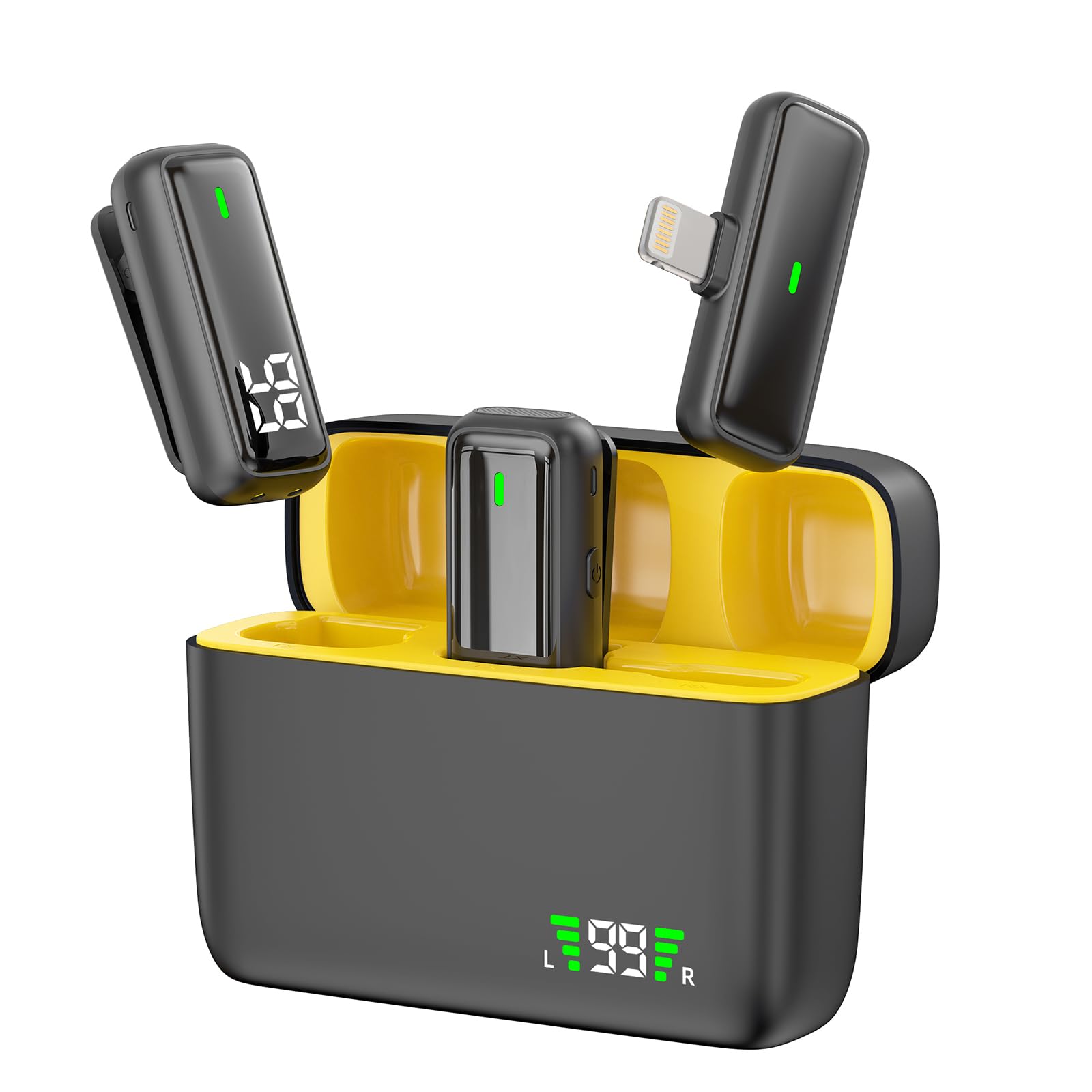 TXTUNE Wireless Lavalier Lapel Microphone for iPhone 14/13/12/11 - Noise Canceling Lav Mic Clip On Microphones for iPad Video Re