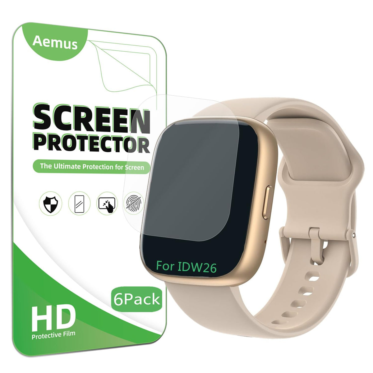 Aemus Screen Protector For Idw25 / Idw26 Smart Watch 1.83'' (6 Pack) Clear Tpu Soft Film, Compatible For Keeponfit, Toobur Idw28