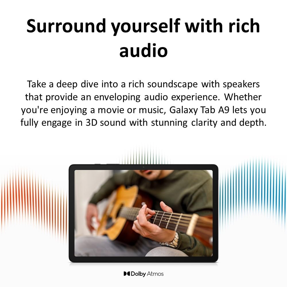 Samsung Galaxy Tab A9 4G Lte (64Gb, 4Gb, Cellular) 8.7'' Android Tablet, Octa Core (6Nm), Dual Speakers (International Model Ful