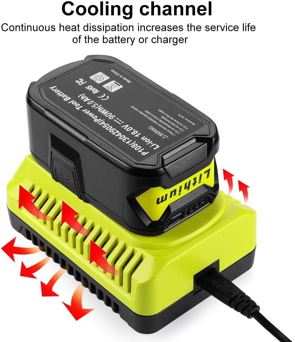 Powilling 18Volt P117 Rapid Charger Replace For Ryobi 18V Battery One+ Li Ion & Ni Cad Ni Mh Battery P102 P108 P189 P197 P103 P1