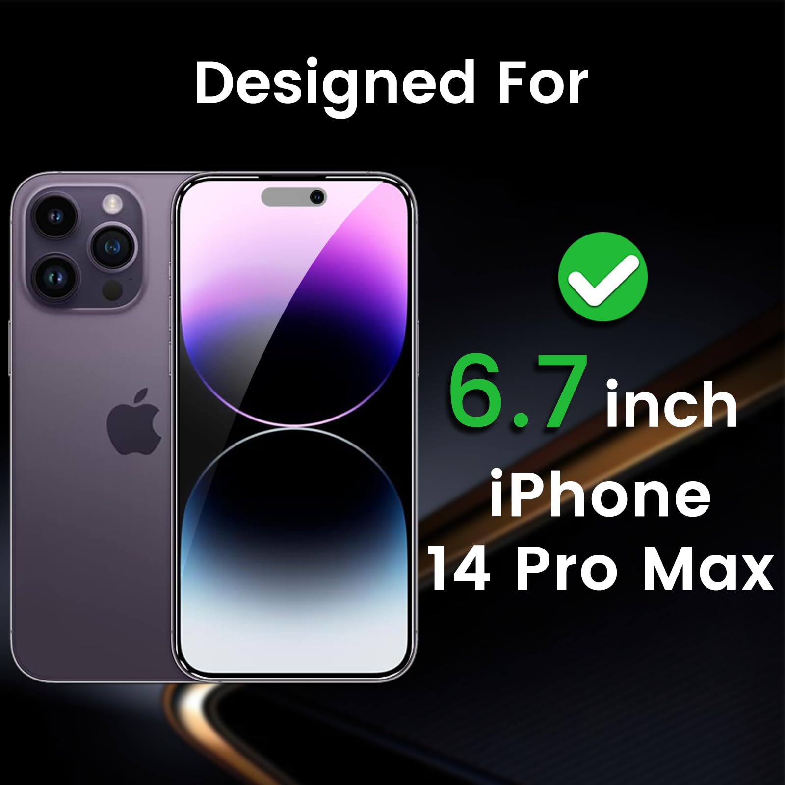 Nbiefuny 3 Pack Privacy Screen Protector For Iphone 14 Pro Max 6.7 Inch With 3 Pack Camera Lens Protector, Anti Spy Tempered Gla