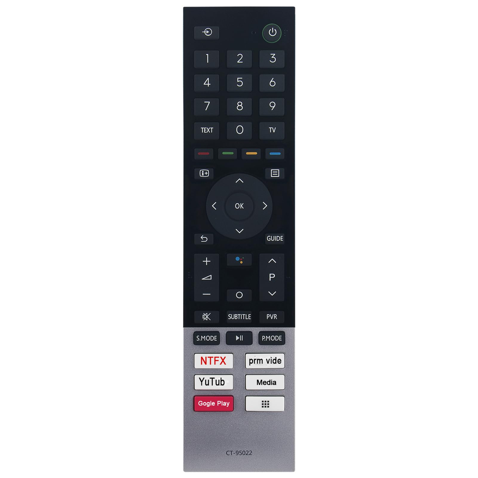 CT-95022 Replaced Remote fit for Toshiba 4K UHD Smart Android TV 43C350KP 43E350KP 50C350KP 50E350KP 55C350KP 55E350KP 65C350KP 
