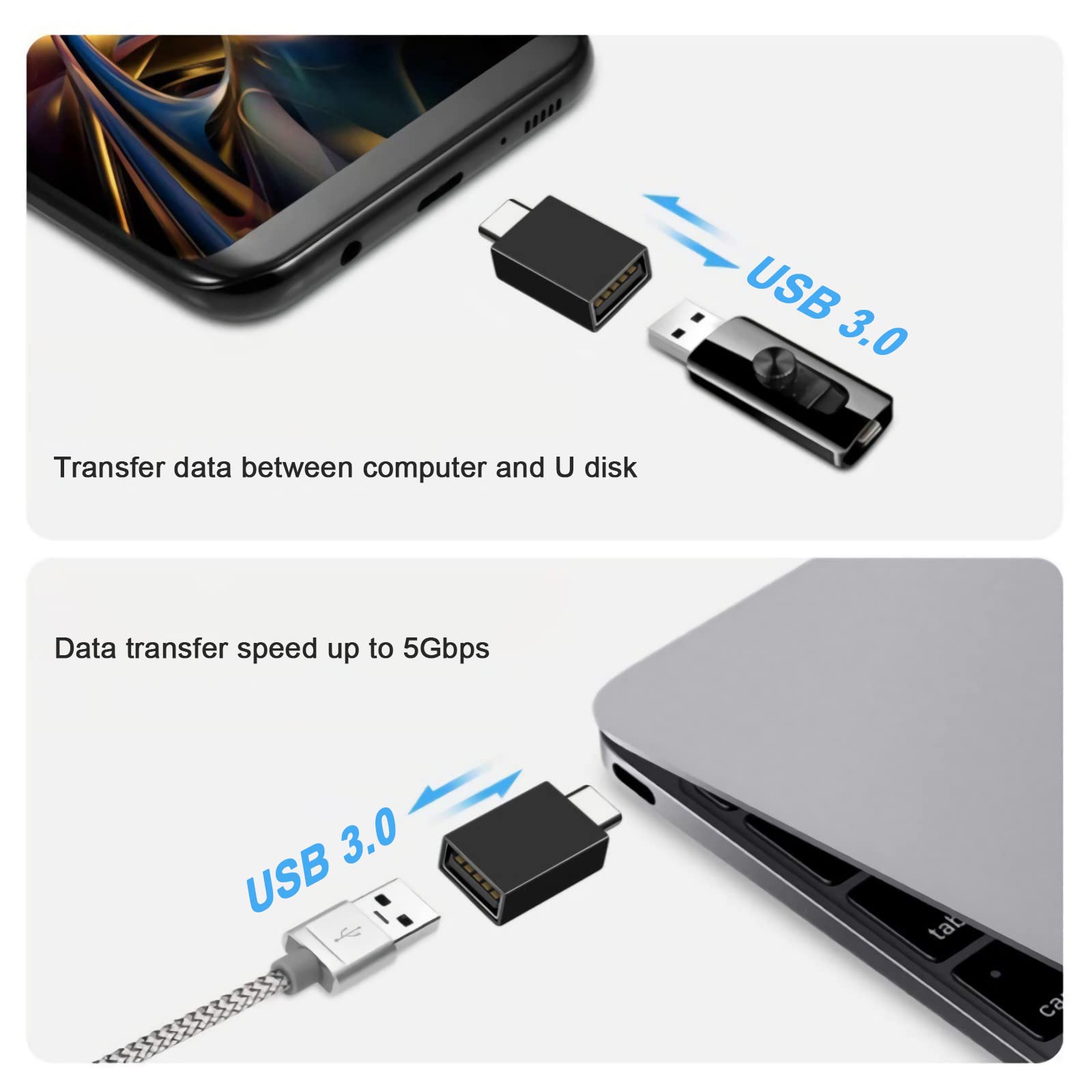 Henrety Usb C To Usb Adapter Usb C Male To Usb3.0 Female Otg Adapter Compatible With Macbook Air 2020/Macbook 12 Inch/Ipad Pro 2