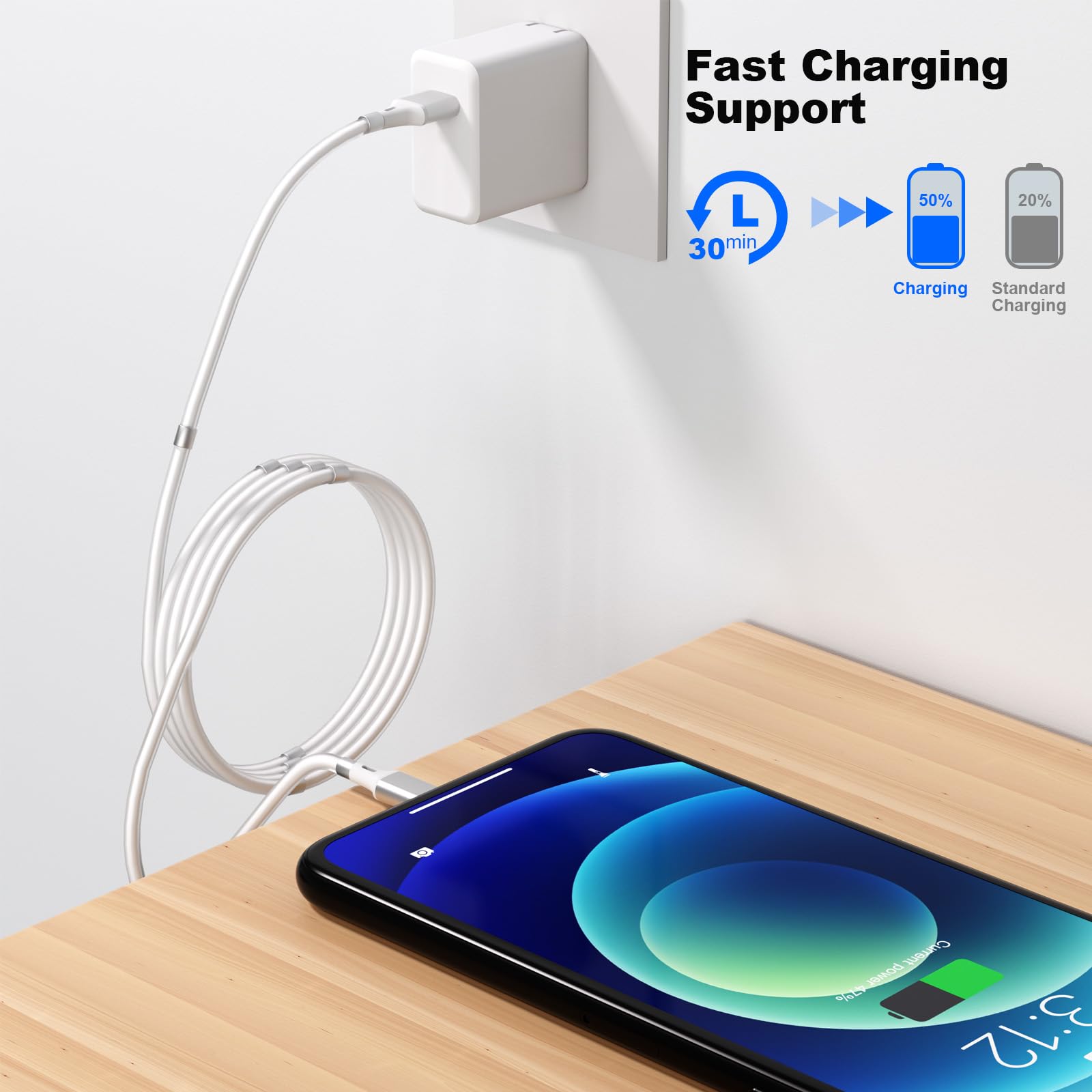 Kinferte For Innovative Magnetic Charging Cable (2 Pack3.3Ft) Tangle Free Surrounded Magnets Easy Storage Hassle Free Handling F
