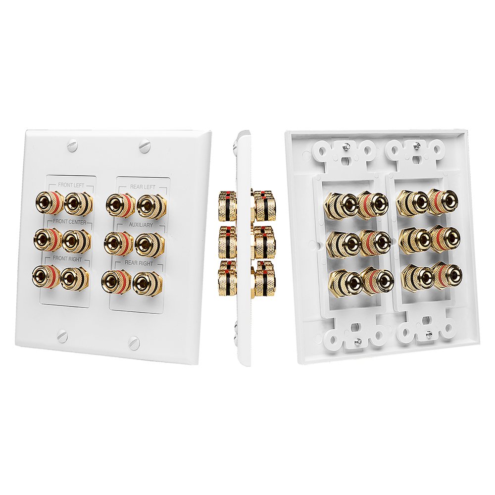 OSD WP12 Banana Binding Post Gold Plated Terminal Decora Style for 6 Speakers (White)