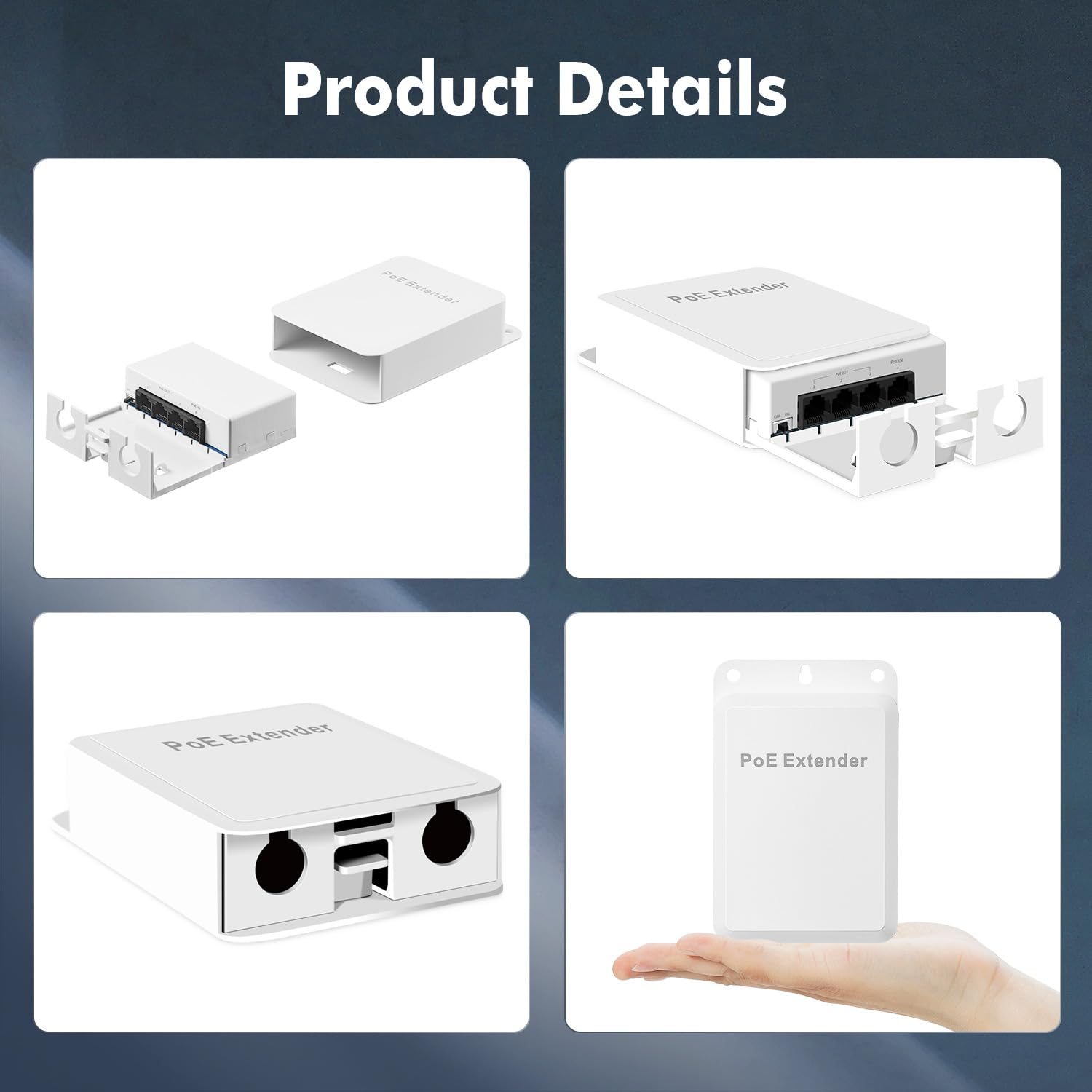 Outdoor Poe Passthrough Switch, 1 Poe In 3 Poe Out Extender, Ieee802.3Af/At Poe Powered, 100Mbps Ethernet, Wall Mount Waterproof