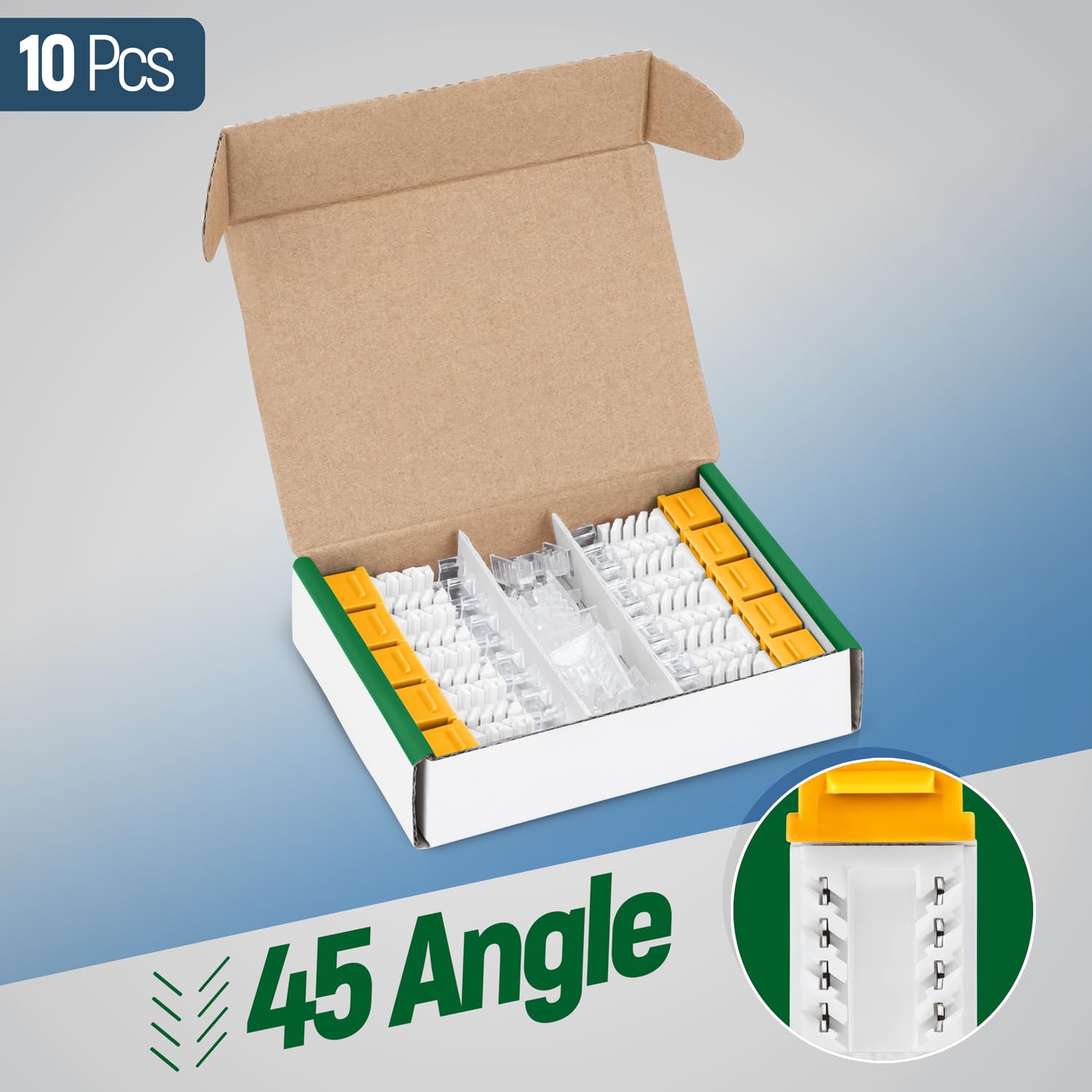 Everest Media Solutions 45 Angled Cat6A Keystone Jack In Yellow   Slim Profile, Utp Rj45 Female Ethernet Connector   Compatible