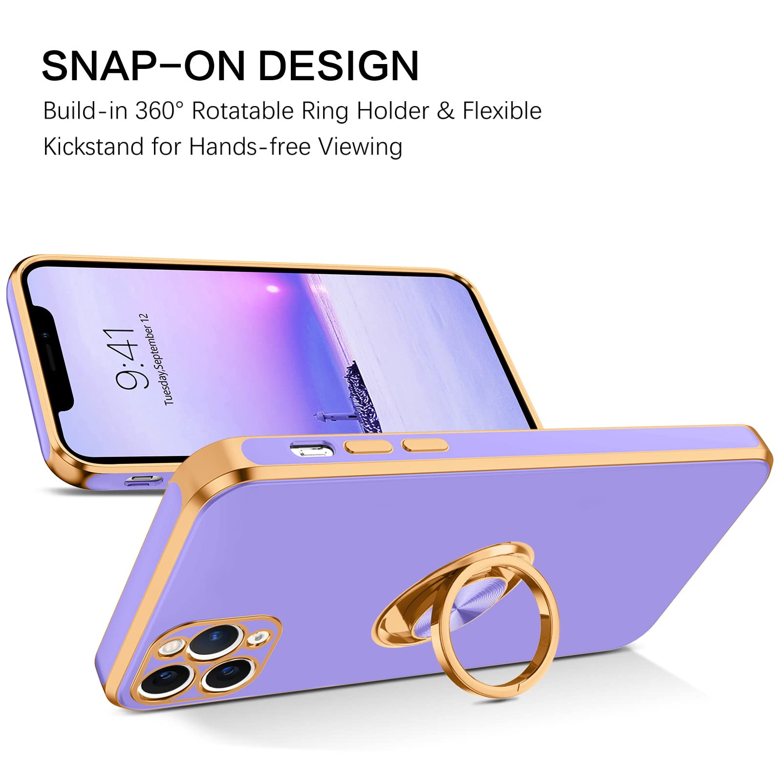 Bentoben For Iphone 11 Pro Max Case, Phone Case Iphone 11 Pro Max, Slim Fit Kickstand Ring Holder Shockproof Protection Soft Tpu