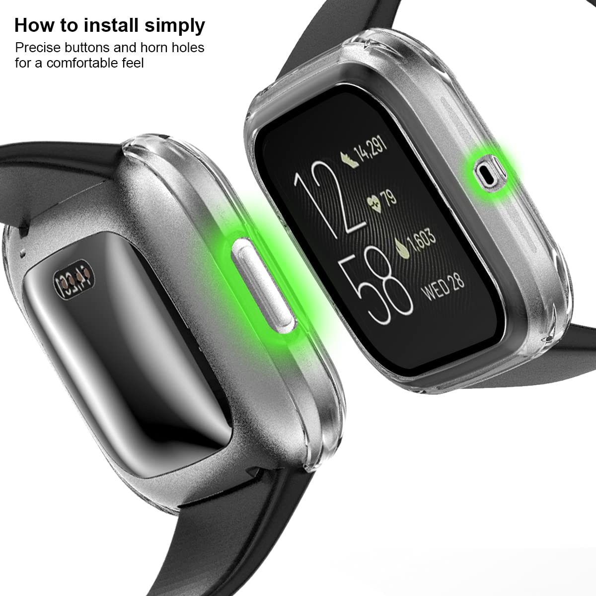 Rc Z Screen Protector For Fitbit Versa 2, Hard Matte Pc Case Full Around Frame Bumper Full Face Screen Cover Protective Case For